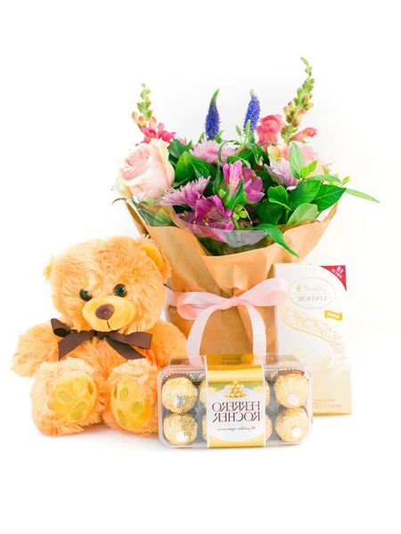 Newborn Girl - Flowers and Luxury Chocolates